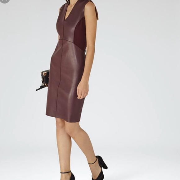 reiss leather dress